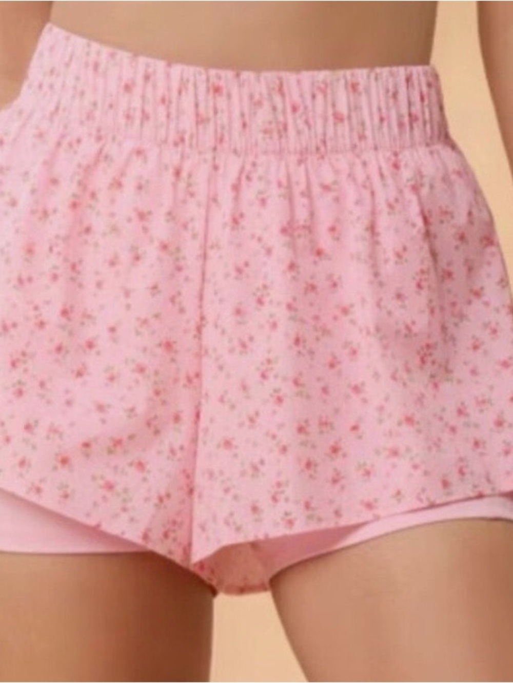 Women's Pink Floral Ruffle Shorts